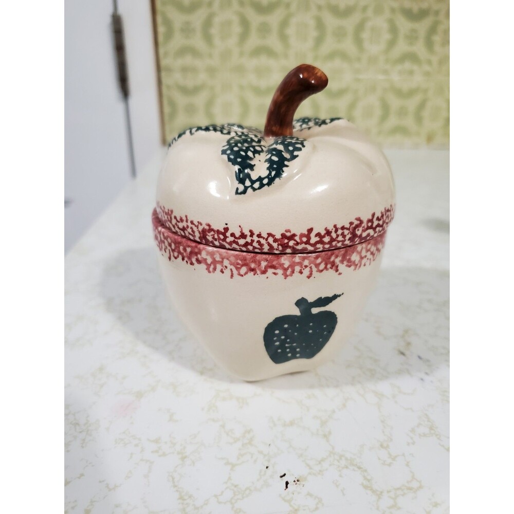 Sponge Ware Apple Shape Candle Holder with Lid Trinket Container